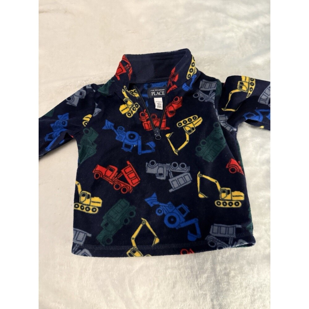 The Children’s Place Fleece Pullover 18-24M Construction Trucks Quarter Zip Boys
